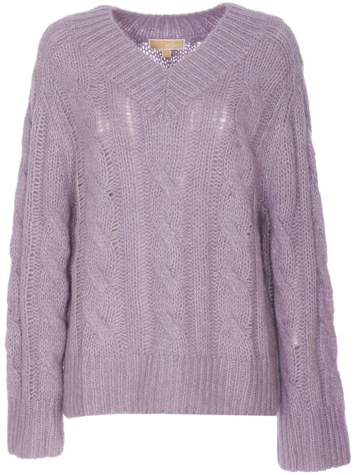 Cable-knit sweater - Purple