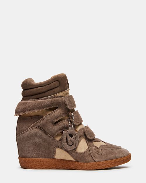 Steve Madden Women's Mavis Wedge Sneakers - Taupe Suede