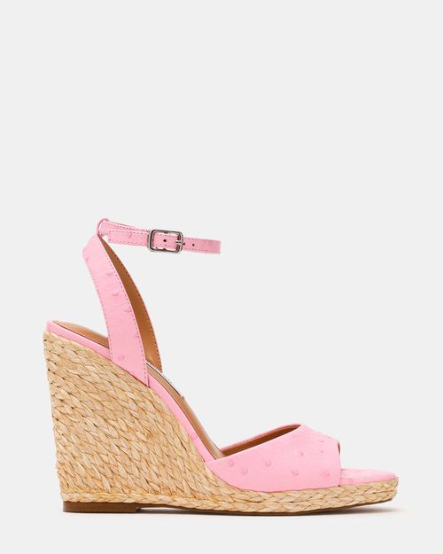 Steve Madden Women's Devin Ostrich Espadrille Sandals - Pink - - Leather