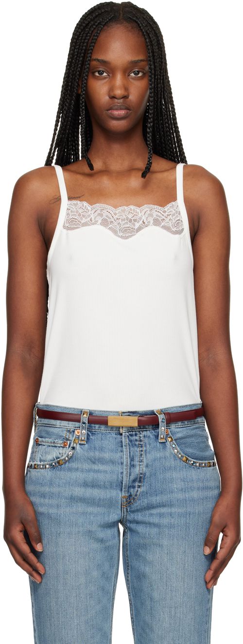 Off-White Lace Ribbed Camisole