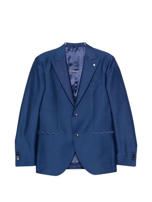 Zigzag Notched Lapel Button-Down Blazer with Pockets