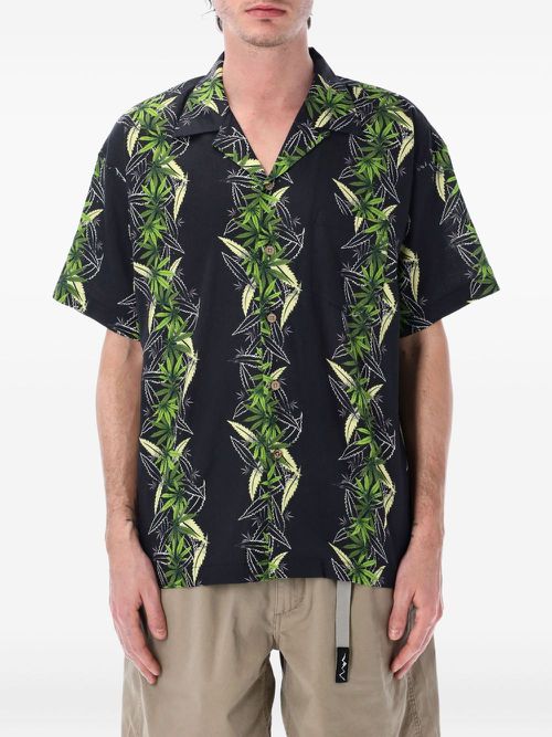 MANASTASH Manaloha tropical leaf-print shirt - Black