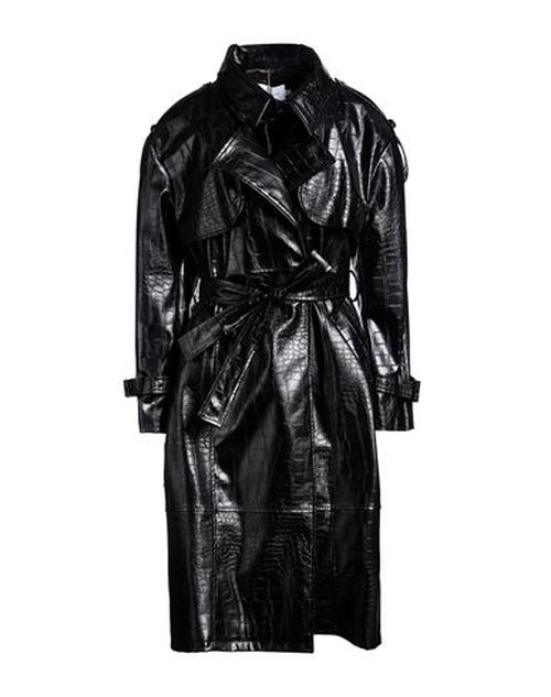 Woman Overcoat & Trench Coat Black Size 4 Polyurethane, Polyester