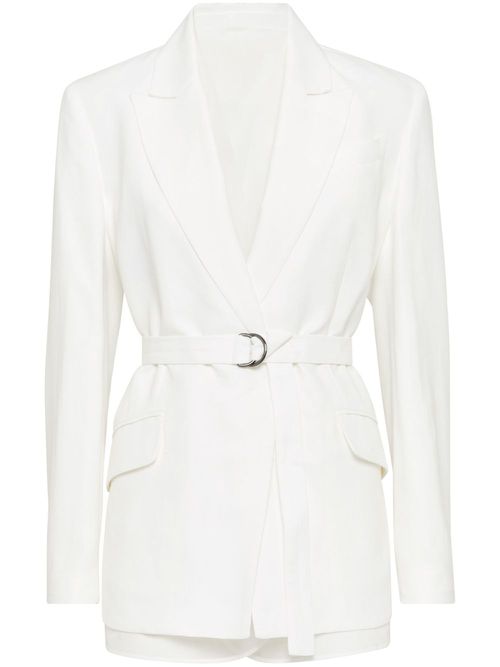 Monili-detail twill blazer - White