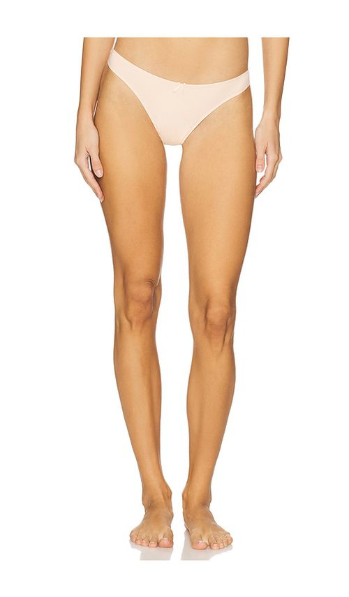Eberjey Pima Stretch Cotton Thong in Beige. -  XS/S also in L/XL