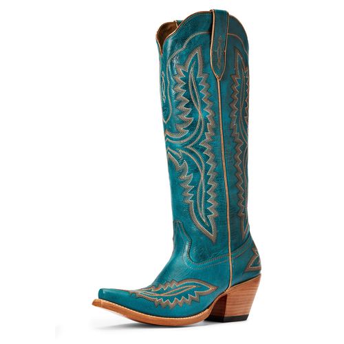 Women's Casanova X Toe Western Boots in Turquoise Leather, B Medium Width