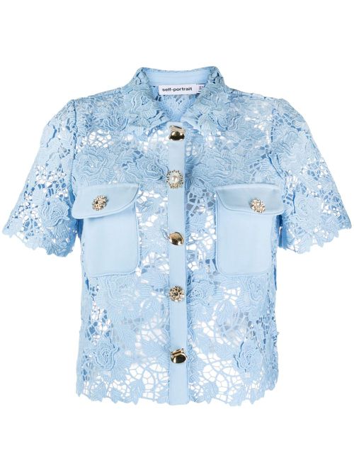 Cord-laced unlined shirt - Blue