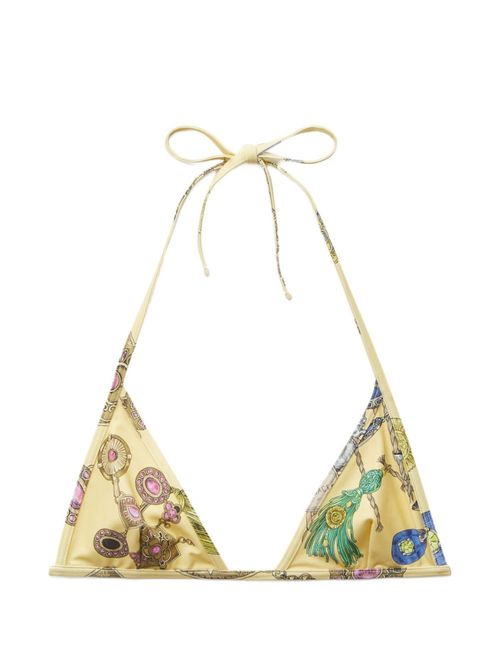 Beige Printed Bikini Top Swimwear