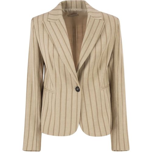 Antonelli Firenze Pinstriped Single Breasted Linen Blend Blazer