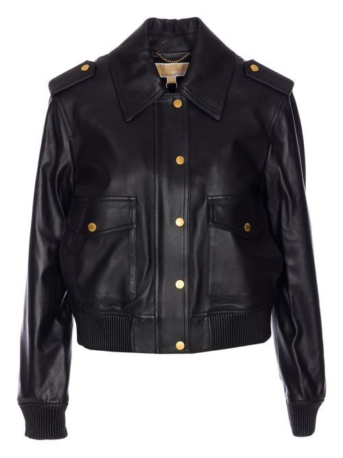 Flap-pocket leather jacket - Black