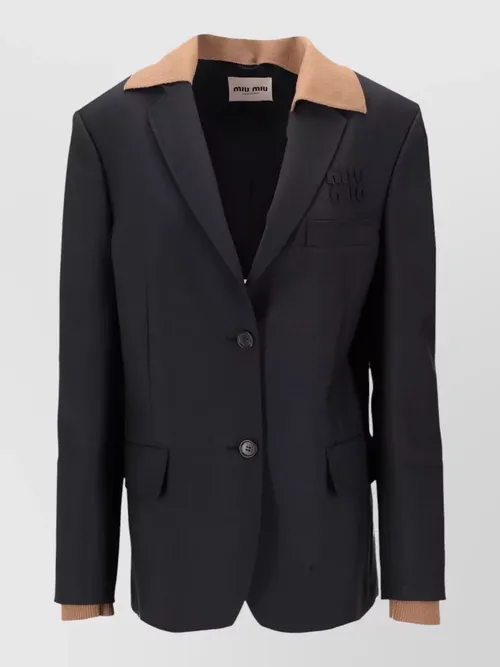 Miu Miu - kid mohair jacket contrasting collar button