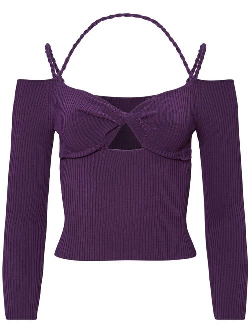 Odin cut-out ribbed-knit top - Purple