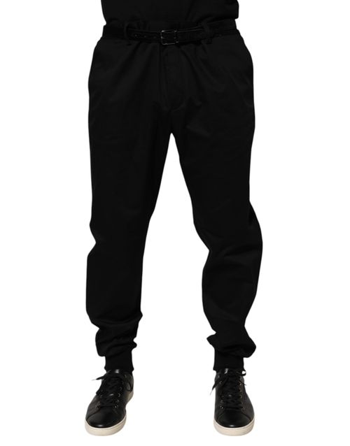 Cotton Stretch Casual Trousers — Black