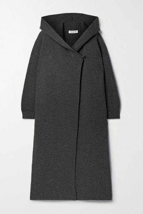 Ribbed Wool And Cashmere-blend Cardigan - Dark gray - FR42