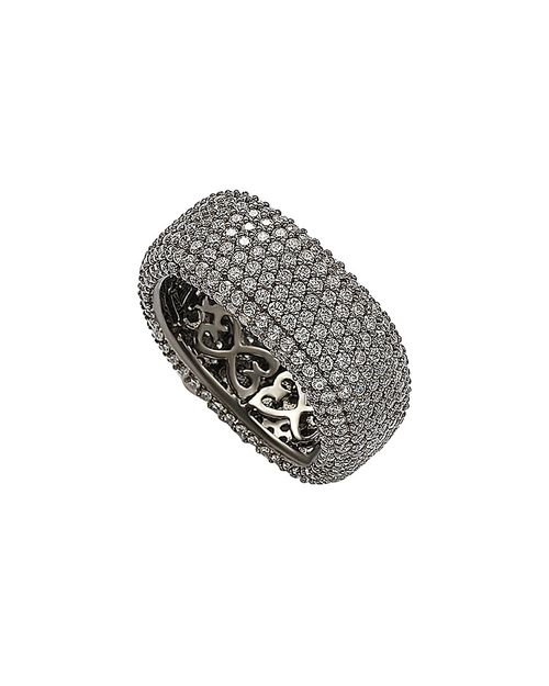 Silver Cz Square Micro Pave Eternity Ring