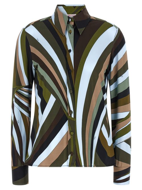 Iride Print Stretch Viscose Blouse — Multicolor