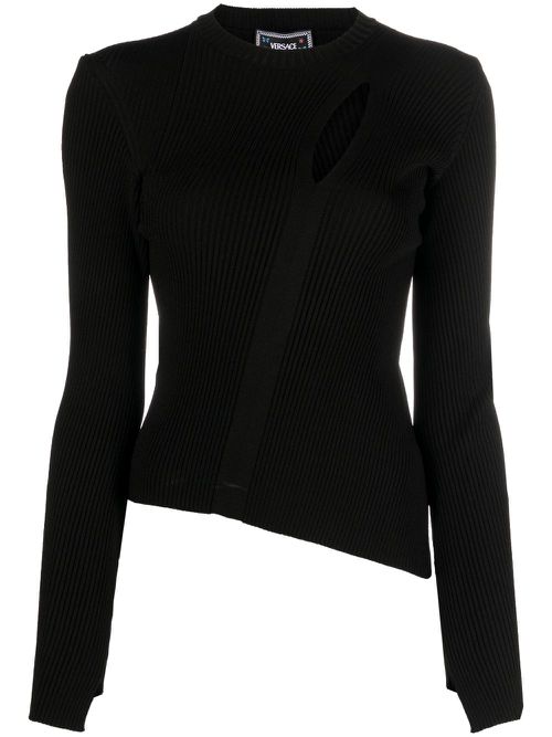Cut-out-detailing asymmetric jumper - Black