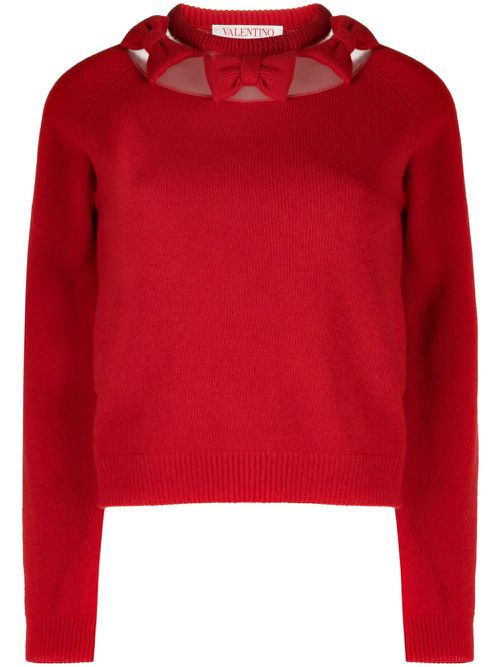Bow virgin-wool jumper - Red