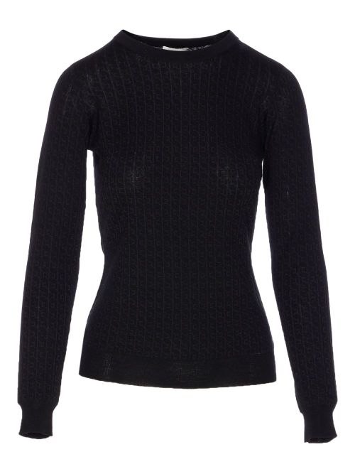 Ribbed Wool Blend Sweater — Black