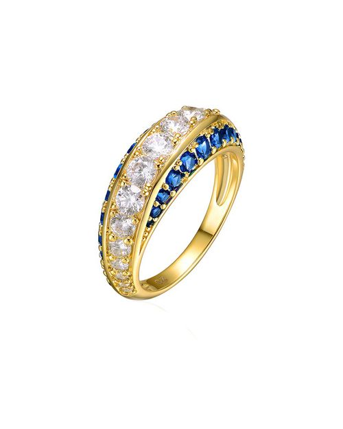 14K Over Silver CZ Ring