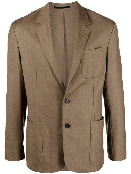 Single-breasted wool-cashmere blazer - Brown