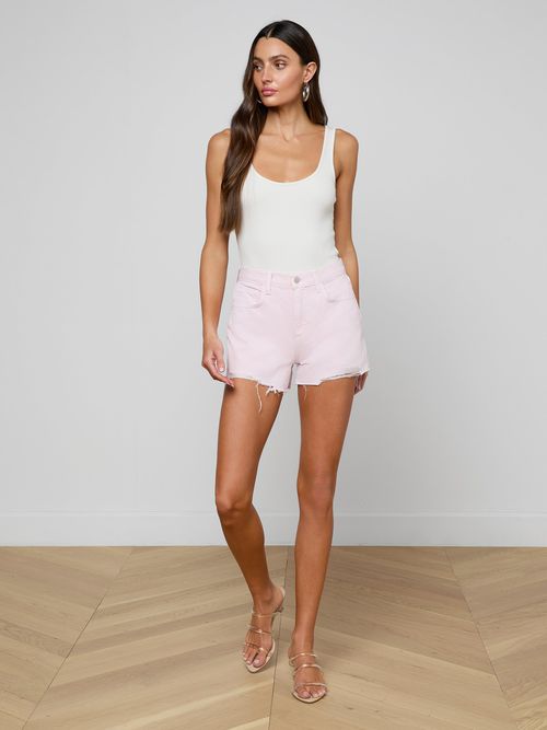 Beck Raw-Hem Jean Short In Icy Lilac Destruct