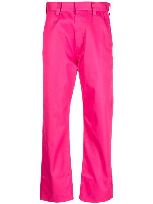 Straight-leg cropped cotton trousers - Pink