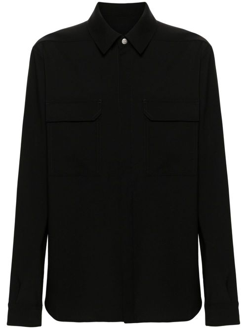 Press-stud virgin-wool shirt - Black