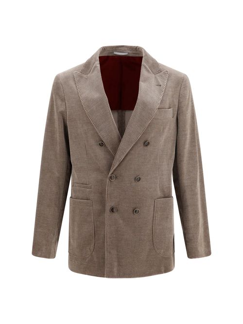 Double-Breasted Corduroy Blazer — Gray