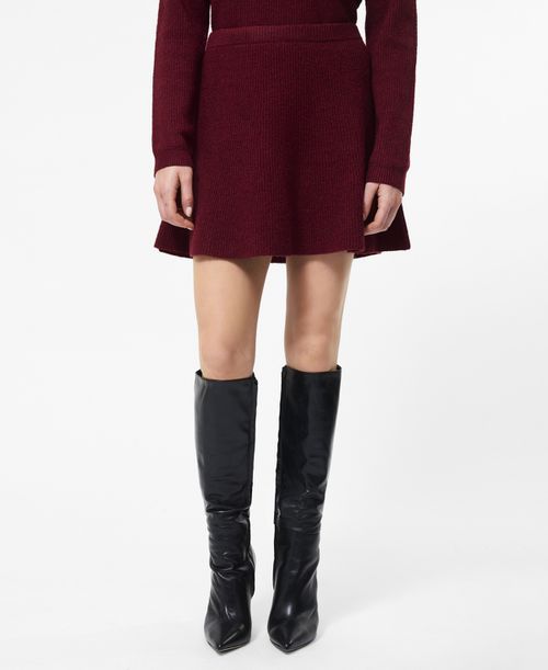 Women's Solid Mini Skirt - 50-Cabernet