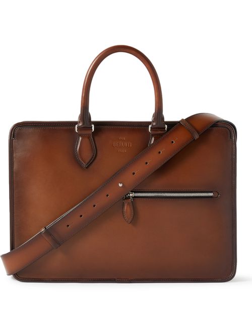 Scritto Venezia Leather Briefcase - Men - Brown