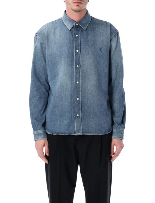Relaxed Fit Snap-Button Shirt for Men - Size L