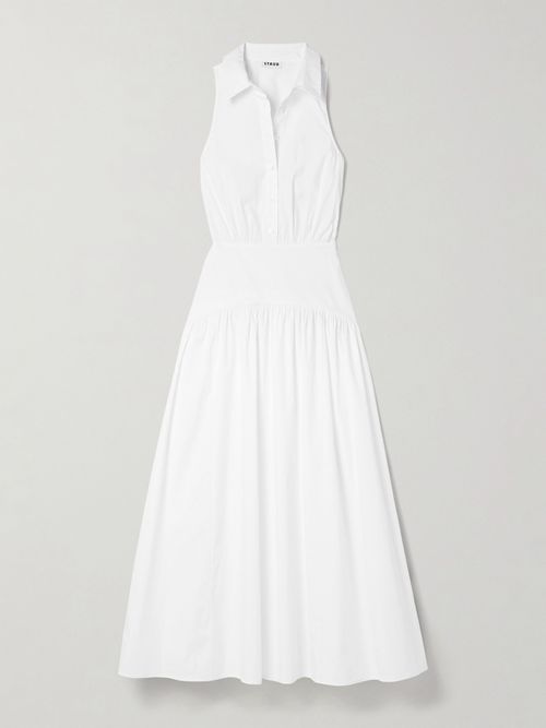 Romy Gathered Cotton-blend Poplin Maxi Dress