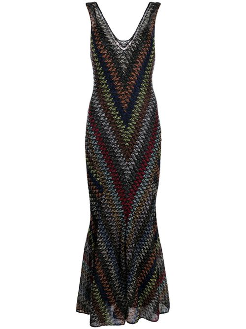 Zigzag crochet-knit maxi dress - Black