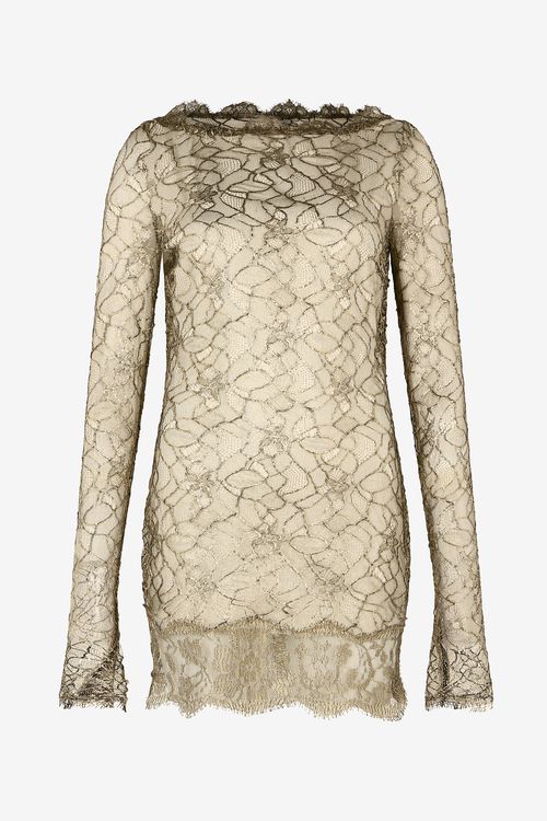 Black And Gold See-through Mini Dress With Embroidery