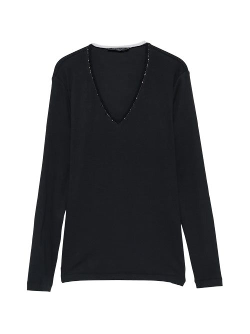 V-Neck Long-Sleeve T-Shirt — Black