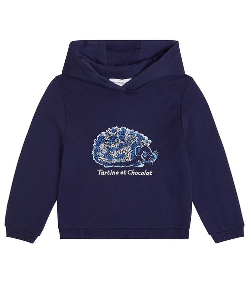 Embroidered cotton jersey hoodie