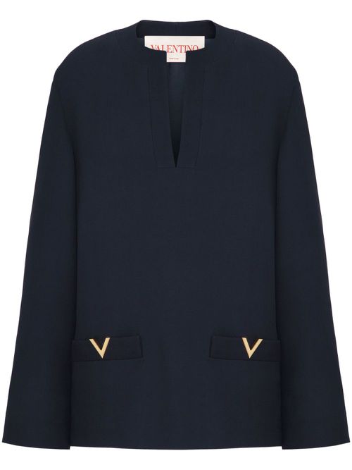 Valentino Garavani VGold detail silk blouse - Blau