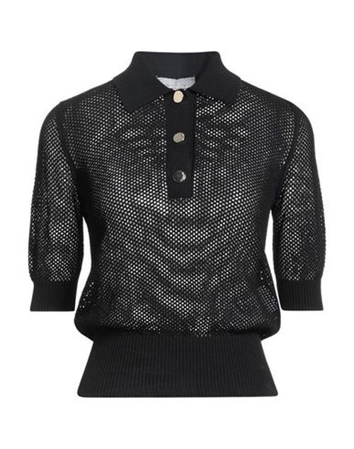 Woman Polo shirt Black Size M Viscose, Polyamide