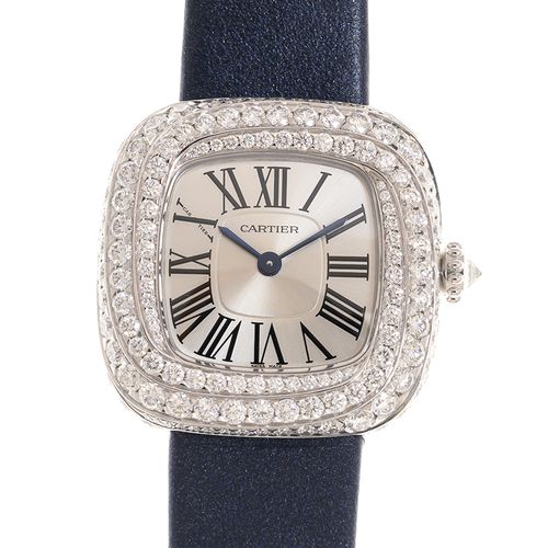 까르띠에 여성 Coussin De Quartz Diamond Silver Dial Ladies Watch WJCS0002