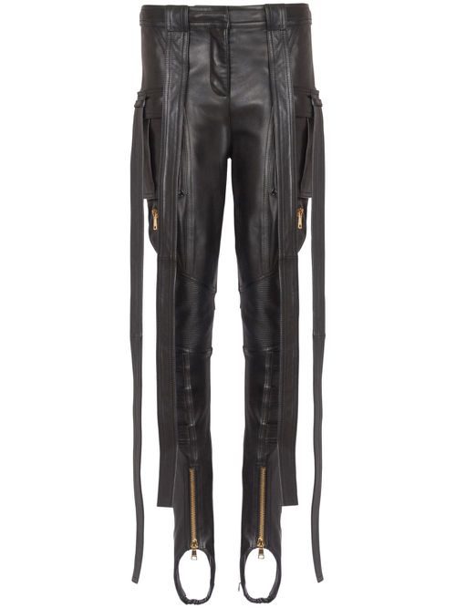 Leather cargo trousers - Black