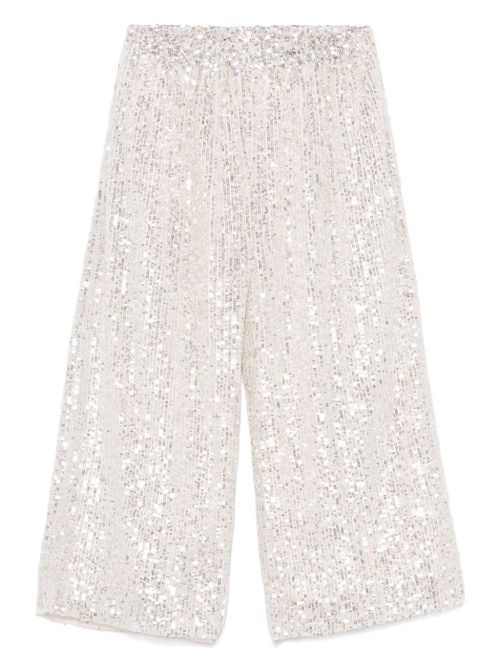 Sequined wide-leg trousers - Neutrals