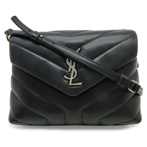 Yves Saint Laurent Black White Leather Shoulder Bag Pre-Owned