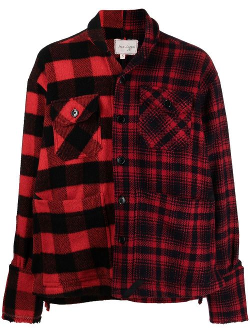 Checked shirt jacket - Black