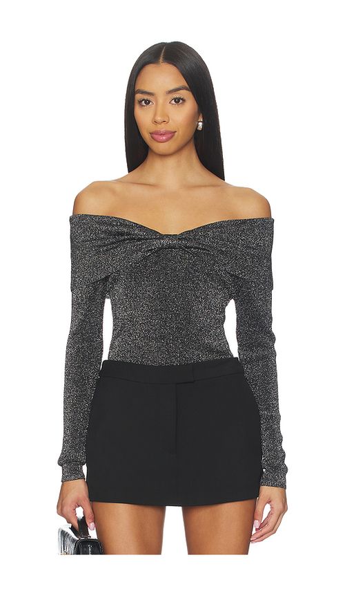 Central Park West Colette Ribbed Lurex Sweater in Black. - XS also in L, M