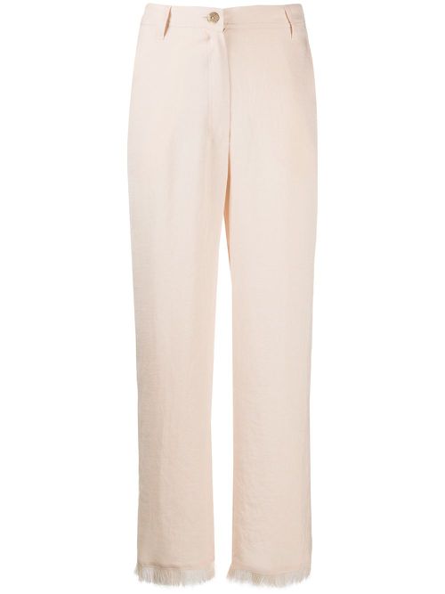 Theo frayed straight-leg trousers - CREME