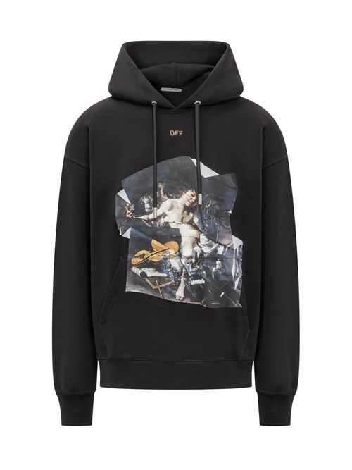 Casual Sweatshirt with Hood and Graphic Design