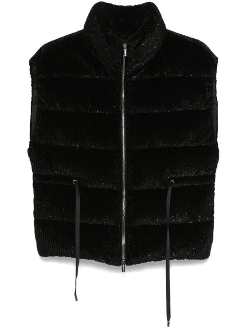 Corduroy Quilted Gilet — Black