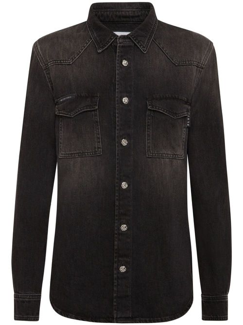 Long-sleeve denim shirt - Black