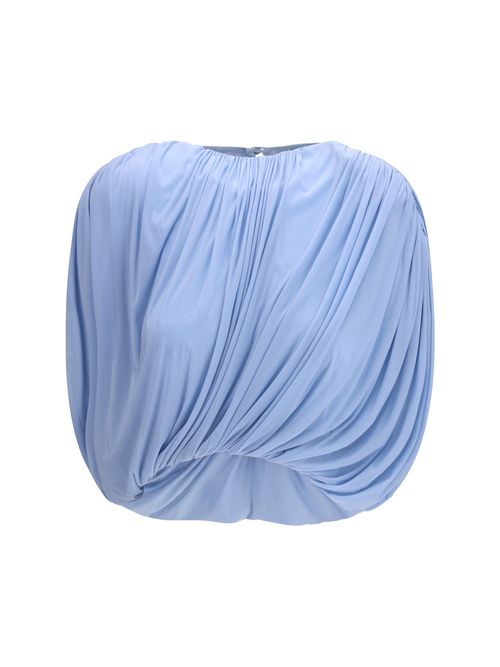 Pleated Cupro Blouse — Blue